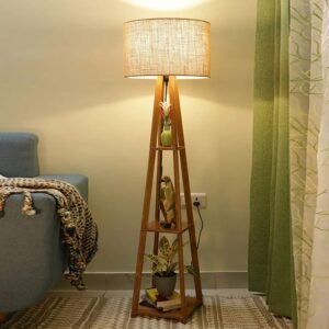 Beige Wooden Floor Lamp